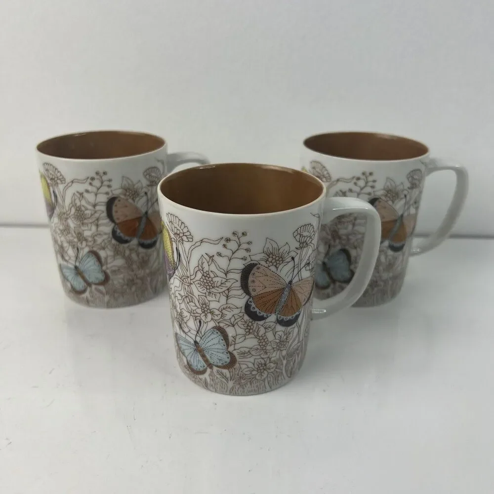 Variations By Fitz And Floyd Butterfly Coffee Cups Set Of 3